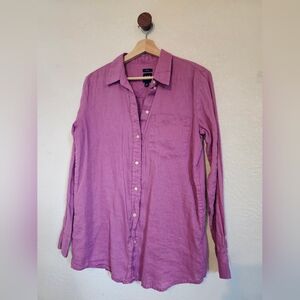 GAP Women's Purple Linen Button-Down Shirt